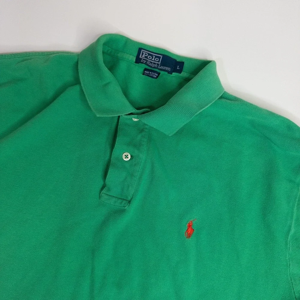 Polo Ralph Lauren Polo Mens L Cotton Green Red Pony Shirt